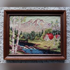 Vintage 1970s Crewel Embroidery Needlepoint Artwork